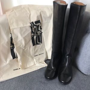 Isabel Marant Etoile Black Leather Chess Boots